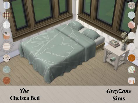 greyzonesims' Chelsea Bed Sims 4 Cc Mattress Double, No Frame Bed, Bed No Headboard, Bed Without Headboard, Sims 4 Beds, Gorgeous Bed, Double Bed Mattress, Floral Bedroom, Spring Bedroom