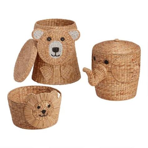 Natural Hyacinth Lion Leon Basket | World Market Elephant Basket, Nursery Elephant, Boy Girl Nursery, Belly Basket, Big Kids Room, Basket With Lid, Wooden Basket, Barcode Scanner, Cost Plus World Market