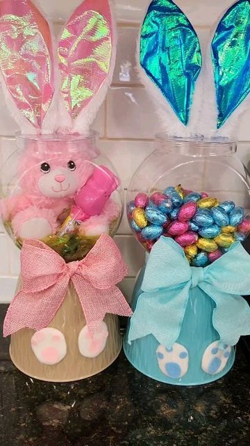 Jennifer Hart Williams on Instagram: "Easter Candy Machine Diy🥰" Candy Jars Diy Dollar Tree, Easter Baskets Diy, Easter Candy Containers Diy, Easter Candy Jars Diy, Candy Box Easter Basket, Dollar Tree Plastic Candy Jar With Lid Ideas, Box Candy Easter Basket, Diy Easter Basket, Easter Crafts Dollar Store