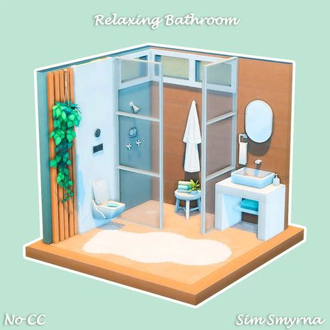 Sims 4 Spa Interior, Sims 4 Small Bathroom Ideas, Sims 4 Bathroom No Cc, Sims 3 Houses Ideas, Sims Room, Little Bathroom, Relaxing Bathroom, Sims Builds, Sims 4 House Plans