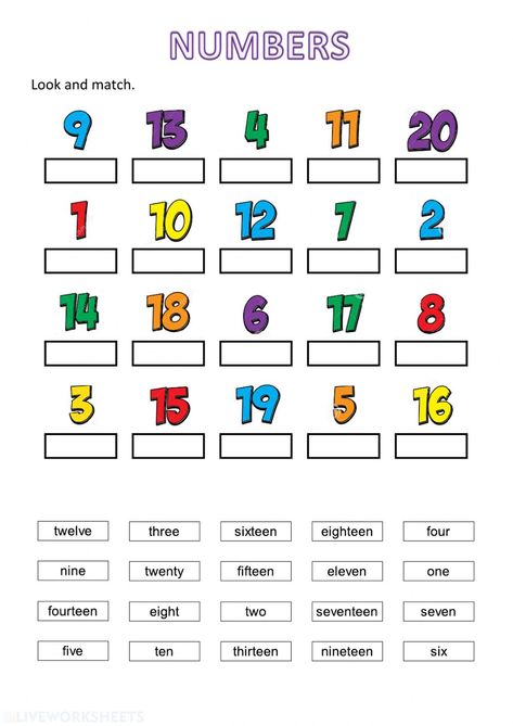 Esl Worksheets For Beginners, Number Words Worksheets, English Activities For Kids, English For Beginners, Math Number Sense, English Worksheets For Kids, Kids English, Numbers For Kids, Kids Math Worksheets