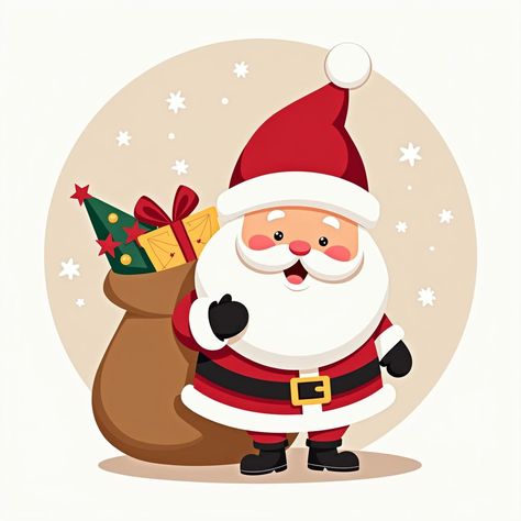 Cute Christmas Icon of Santa Claus Santa Claus Illustration, Santa Claus Vector, Donkey Kong Country, Digital Christmas Cards, Christmas Icons, Christmas Drawing, Christmas Box, Christmas Design, Christmas Tag