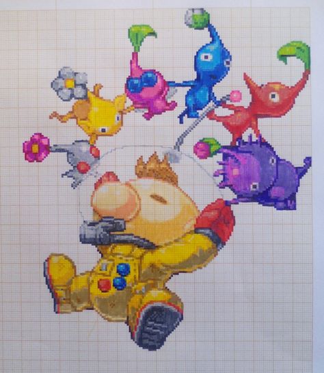 Pikmin Cross Stitch, Pikmin Pixel Art, Pikmin Perler Beads, Pikmin Crochet, Pikmin Art, Super Smash Bros Characters, Art Plan, Toddler Table, Gaming Tattoo