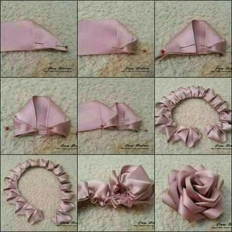 Satin Flowers Diy, Ribbon Flowers Bouquet, Ribbon Flowers Diy, Hadiah Diy, Diy Ribbon Flowers, Rose Crafts, Ribbon Embroidery Tutorial, Satin Ribbon Flowers, Ribbon Crafts Diy