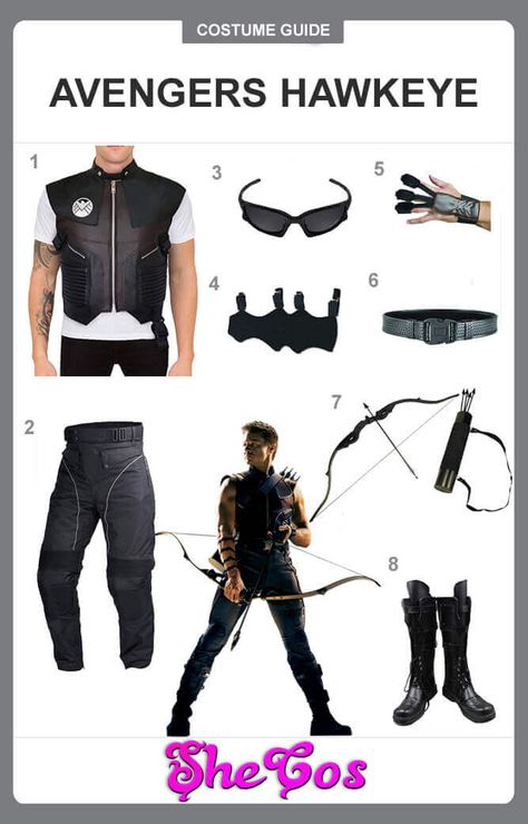 Avengers Age of Ultron hawkeye costume guide Hawkeye Halloween Costume, Hawkeye Cosplay, Hawkeye Costume, Boys Halloween Costumes Diy, Marvel Halloween Costumes, Black Widow Costume, Avengers Costumes, Avengers Outfits, Marvel Hawkeye