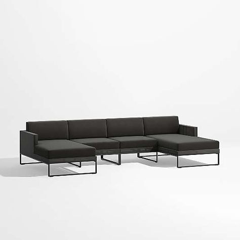 Dune Outdoor Furniture Collection | Crate & Barrel Black Outdoor Patio, Patio Lounge Furniture, Outdoor Patio Sectional, Sofa Review, Crate Barrel, Patio Furniture Covers, Double Chaise, Patio Sectional, Sunbrella Cushions