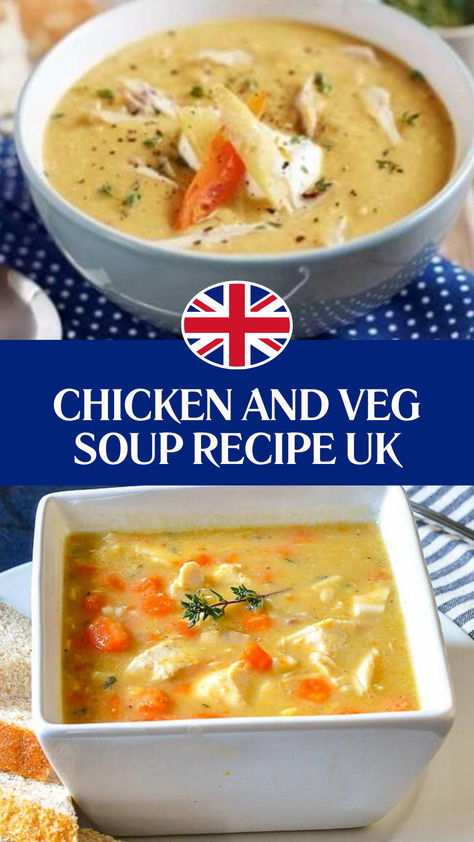 Chicken And Veg Soup Recipe UK​ Chicken And Veg Soup Recipes, Chicken And Veg Soup, Yummy Soup Recipes, Soup Recipes Uk, Veg Soup Recipes, Chicken And Vegetable Soup, Veg Soup, Soups Recipes, Lentil Soup Recipes