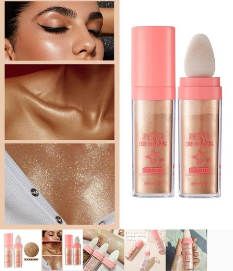 Highlighter Shimmer Contour Blush Powder Highliters Make Up, Highlighter Aesthetic, Face Highlighter, Body Essentials, Highlighter Powder, Alat Makeup, Essence Makeup, Blush Powder, Make Up Inspo