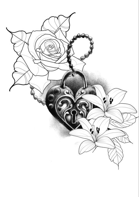 Heart Locket Drawing, Locket Drawing, Heart Locket Tattoo, Locket Tattoos, Adult Coloring Books Swear Words, Flowers Heart, Heart Flowers, Flower Tattoo Designs, Heart Locket