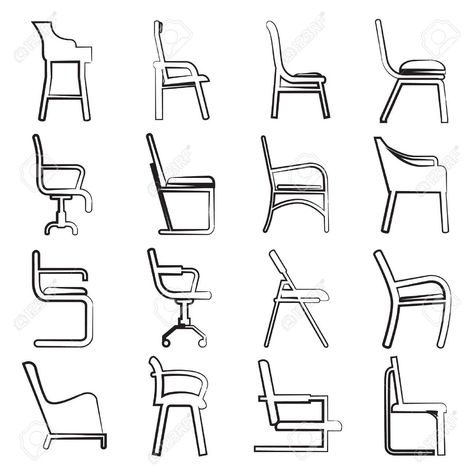 Chair Perspective Drawing, Chair Side View, Side View Drawing, Chair Drawing, Easy Sides, Perspective Drawing, Drawing Easy, Side View, Easy Drawings