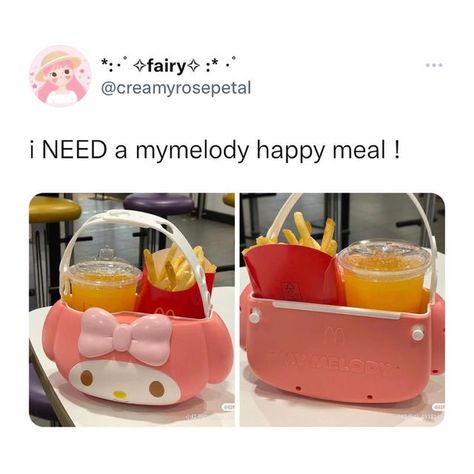 My Melody Mcdonalds Holder, My Melody Mcdonalds, Babysitting Aesthetic, Hello Kitty Happy, Aesthetic Happy, Happy Meal, My Melody, Cute Food, Selling Online