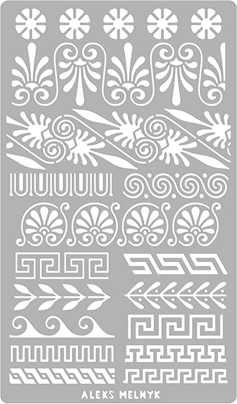 Engraving Stencils, Border Patterns, Greek Journal Ideas, Greek Mythology Stencil, Greek Motifs, Viking Stencil Patterns, Greek Ornament, Greek Stencil, Greek Graphic Design