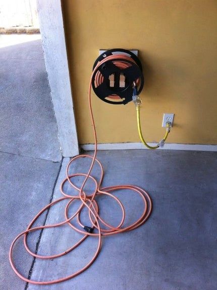 Homemade Extension Cord Winder Mount: 4 Steps Extension Cord Organization Garage, How To Maximize Storage Space, Garage Orginazation Ideas, Garage Cooler Storage, Cheap Garage Storage Ideas, Metal Garage Storage Ideas, Curtains In Garage Storage Ideas, Cooler Storage Ideas Garage, Small Garage Organization Ideas Diy