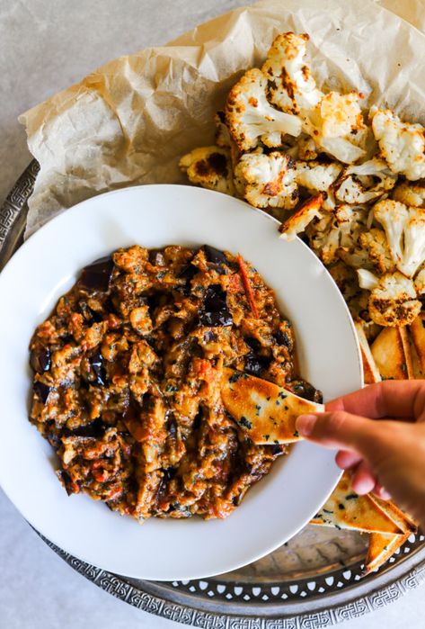 Zaalouk – Eggplant and Tomato Dip - Moribyan Food Essentials, Ramadan Food, Eggplant Recipes Easy, Tomato Dip, Kitchen Time, Mediterranean Food, Global Cuisine, Moroccan Food, Eggplant Recipes