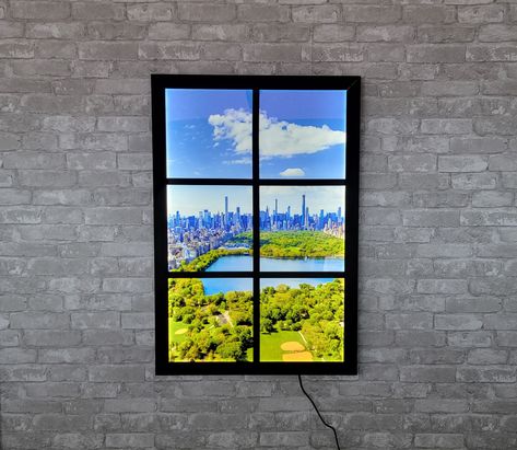 Faux Windows (Fake Windows) - Prime Light Boxes Faux Lighted Window, Faux Windows Basement, Faux Window Ideas, Fake Window Light, Faux Windows, Lead Windows, Window Manufacturers, Fake Window, Faux Window