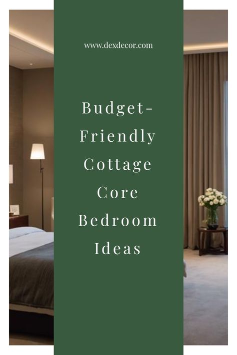 Text: "Budget-Friendly Cottage Core Bedroom Ideas" with a background of a cozy bedroom featuring neutral colors and decorative flowers. Cozy Cottagecore Aesthetic, Cozy Cottage Core Bedroom, Cottage Core Bedroom Decor, Spring Bedroom Ideas, Cottage Core Bedroom Ideas, Cottagecore Bedroom Ideas, Cottage Core Bedroom, Cottagecore Bedroom, Bed Nook