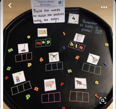 Year 1 English Tuff Tray Ideas, Eyfs Letter Activities, Spelling Activities Ks1, M Phonics Activities, Phonics Play Activities, Spelling Tuff Tray Ideas, Reception English Activities, English Tuff Tray Ideas, Ks1 Tuff Tray