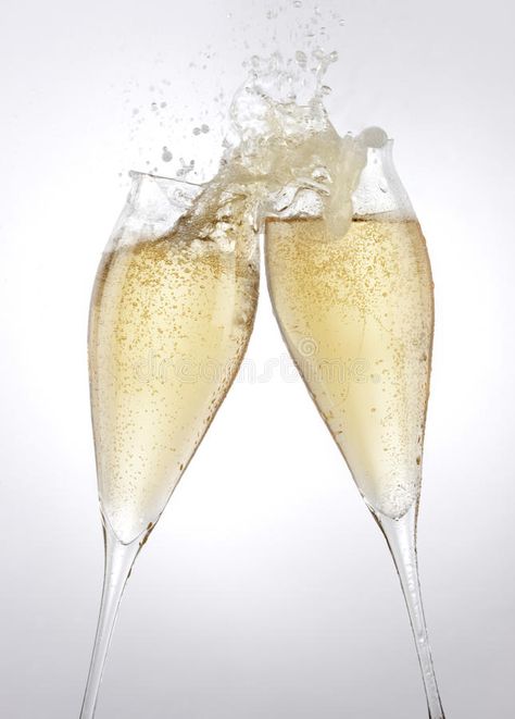 Champagne toast. Two filled champagne flutes touch in a spill over toast , #AFF, #filled, #toast, #Champagne, #champagne, #spill #ad New Year Captions, Purple Drinks, White Balsamic, Perfect Summer Drink, Grilled Fruit, Cake Games, White Balsamic Vinegar, Wine Guide, Glass Of Champagne