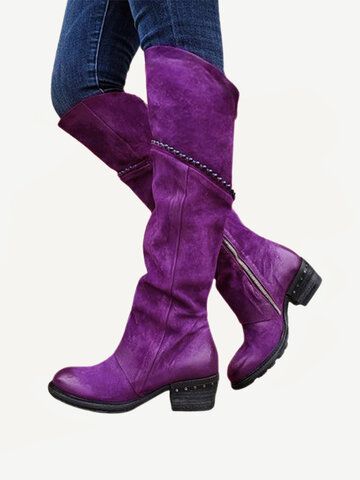 Boots And Jeans, Purple Boots, Buckled Flats, Boots Cowboy, Suede Boots Knee High, Purple Suede, Block Heel Boots, Martin Boots, Boots Knee