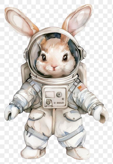 Animal Character Illustration, Space Suit Costume, Aesthetic Pngs, Watercolor Rabbit, Aesthetic Writing, Kids Story, Png Elements, Suit Costume, Animal Character