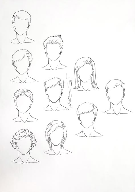 How To Draw Hair For Men, Mens Hairstyles Illustration, How To Draw Men’s Hair, Men Hair Illustration, Hairstyle Drawing Reference Male, Boys Hairstyles Drawing, Male Cartoon Hair, Hairstyles For Men Drawing, Male Hairstyles Reference