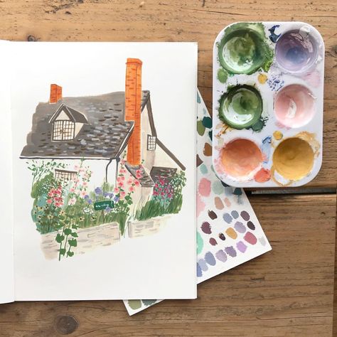 Block Illustration, Suffolk Cottage, Emma Block, Whimsical Paintings, Sketchbook Art Journal, My Sketchbook, Sketchbook Inspiration, Watercolor Inspiration, My Parents