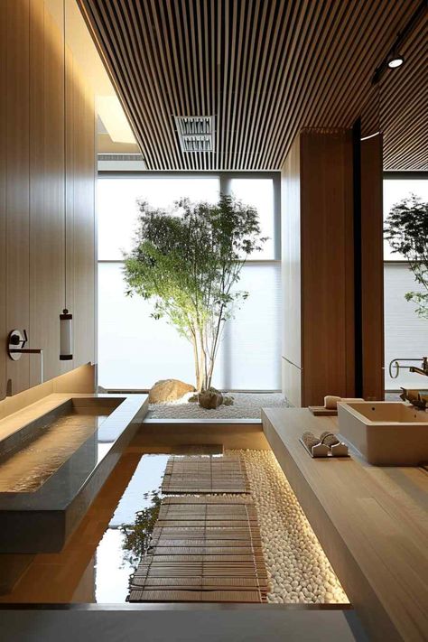 Bathroom design zen modern Zen House Interior, Modern Zen House, Japanese Bathroom Design, Zen Bathroom Design, Japanese Style Bathroom, Wabi Sabi Interior Design, Zen Interiors, Zen House, Spa Interior Design