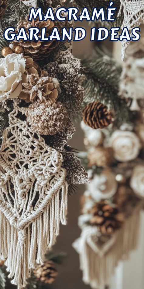 Discover beautiful macramé garland ideas for your Christmas decor. This pin highlights unique Boho-style designs that add warmth and charm to your holiday celebrations. Garland Decor Ideas, Macrame Garland, Winter Aesthetics, Unique Christmas Decorations, Bohemian Interior, Garland Decor, Unique Christmas, Holiday Celebration, Festive Season