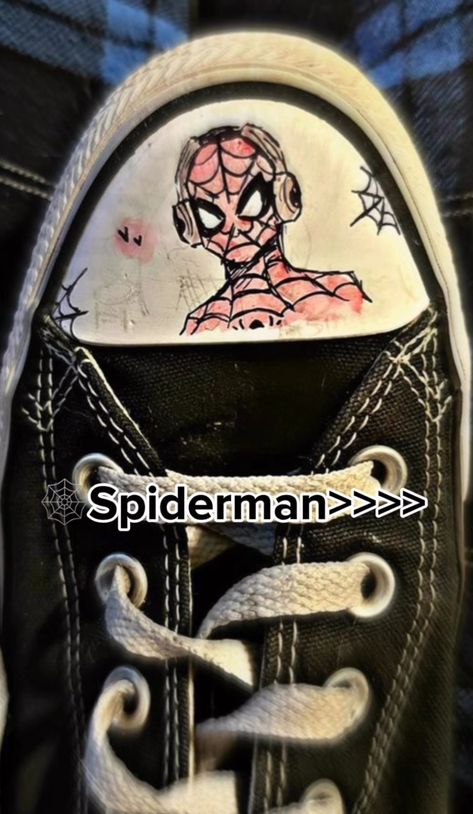 Lena Core, Spiderman Converse, Boty Converse, Converse Drawing, Doodle Shoes, Diy Converse, Spiderman Spiderman, Spiderman Gifts, Image Spiderman