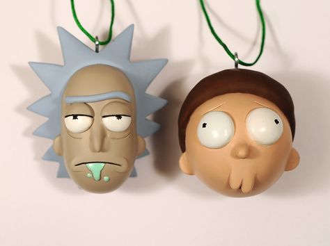 Rick and Morty fanmade ornaments...whipped these up for friends this Holiday.  Have a few copies left if anyone is interested.  $60 + shipping, send me a note, will arrive by the Holiday if ordered before Dec. 15 Christmas Tree Cartoon, Scary Terry, Mr Meeseeks, Tree Cartoon, Ideas Christmas Tree, Rick Y Morty, Polymer Clay Diy, Cartoon Gift, Polymer Clay Jewelry Diy