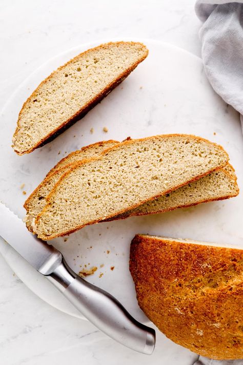 This Artisan Gluten Free Bread recipe is soft and chewy on the inside with a nice crusty exterior. 100% whole grain and made without starches, eggs, or dairy! Whole Grain Gluten Free, Gluten Free Artisan Bread, Vegan Loaf, Gluten Free Bread Recipe, Healthy Fall Recipes, Veggies Recipes, Gluten Free Recipes Bread, Fall Recipes Healthy, Dessert Snacks