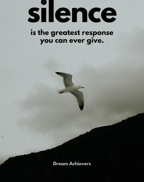 🌟 Silence is the greatest response you can ever give. 🌟 Embrace the power of quiet reflection and let your actions speak. 💪✨ . . . . . . #Motivation #Inspiration #PowerOfSilence #Reflect #InnerStrength #StayFocused #PersonalGrowth #PositiveThinking #SelfEmpowerment #NeverGiveUp #Transformation #Consistency #SuccessJourney #StayMotivated #GoalSetter #MakeItHappen #PathToSuccess #SilentStrength #ActionsSpeakLouder Silence Is Power, Power Of Silence Quotes, Quote Silence, Work Life Quotes, Art Of Silence, The Power Of Silence, Power Of Silence, Work In Silence, Silence Quotes