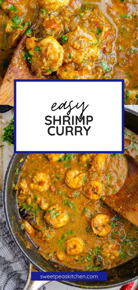 This coconut shrimp curry is easy to make and incredibly flavourful. With some basic Indian spices this recipe is sure to impress anyone eating it. Ready in just 30 minutes, this quick and authentic curry is perfect over steamed rice, or with your favorite Indian flatbread. Shrimp Curry Recipe Easy, Indian Shrimp Recipes, Indian Shrimp, Shrimp Curry Recipe, Coconut Shrimp Curry, Frozen Shrimp Recipes, Coconut Curry Shrimp, Shrimp Marinade, Seafood Dinner Recipes