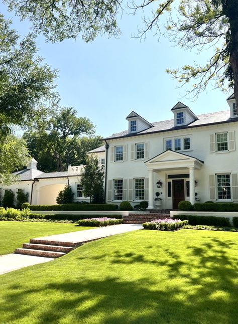 Tori Rubinson, Sherwin Williams Snowbound, Farmhouse Colonial, Potted Boxwood, Colonial Exterior, Exterior Renovation, Deck With Pergola, Fast Forward, Young Family