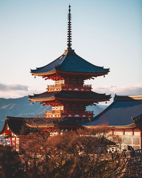 Kiyomizudera is one of the most famous temples in Japan. It was built in 780 on the site of the Otowa Waterfall in the hills east of Kyoto. Its name comes from the fall's pure waters, (Kiyomizudera, literally ""Pure Water Temple""). In 1994, the temple was added to the list of UNESCO world heritage sites and it's one of the must-see places in Kyoto.⁣⁣ 📷 gk.kn⁣⁣ Kyoto Temple, Kiyomizu-dera Temple, Water Temple, Japan Temple, Famous Architecture, Kiyomizu Dera, Adventure Hiking, Famous Buildings, Nature Adventure