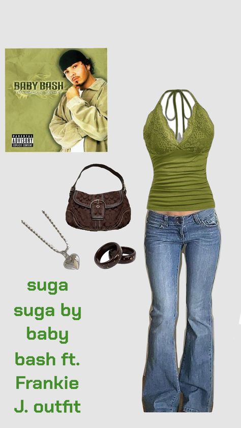 suga suga baby bash outfit ideas #outfitidea #2000s #r&b 2000s Rnb Outfits, Rnb Theme Outfit, R B Aesthetic Outfit, R&b Outfits 90s, R&b Outfit Ideas, 2000 R&b Outfits, 2000s R&b Aesthetic, Suga Suga Baby Bash, 2000s R&b