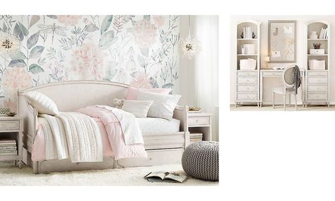 Rooms | RH Baby & Child Girl Bedding Ideas, Girls Bedroom Grey, Daybed Ideas, Luxury Nursery, Restoration Hardware Bedding, Restoration Hardware Baby, Girls Bedding