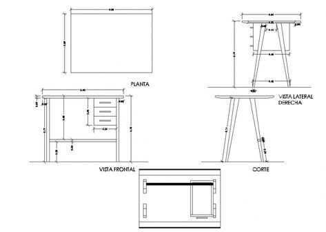 Study table design drawing in dwg file. Study Table With Dimensions, Table Elevation Drawing, Study Table Top View, Study Table Dimensions, Small Study Desk, Furniture Top View, Gothic Furniture Diy, Study Table Design, Table Sketch