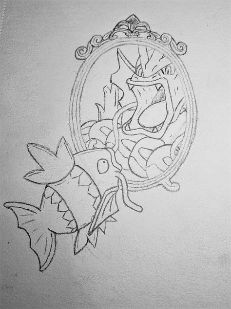 Magikarp Tattoo Design, Poliwhirl Tattoo, Gyrados Pokemon Tattoo, Magikarp Art, Magikarp Tattoo, Shiny Magikarp, Pokemon Tattoos, Pokemon Painting, Simple Tattoos For Guys