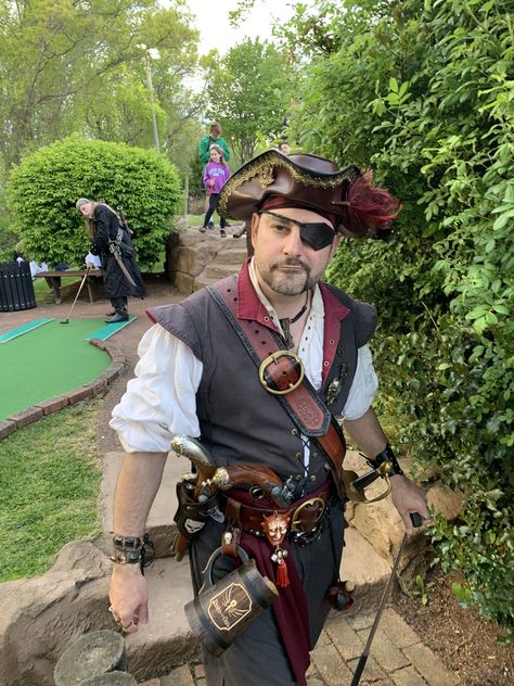 Ren Fair Pirate Costumes Men, Man Pirate Costume, Male Pirate Costume Diy, Pirate Men, Mens Ren Faire Outfit Pirate, Pirate Party Costume, Diy Men’s Pirate Costume, Men’s Pirate Costume Diy Adult, Pirate Costume Diy