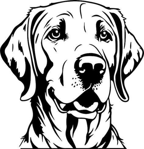 Labrador dog face isolated on a white ba... | Premium Vector #Freepik #vector #dog-logo #dog-head #dog #dog-cartoon Labrador Outline Drawing, Labrador Stencil, Labrador Drawing, Cute Dog Vector, Lab Svg Dog Silhouette, Labrador Silhouette, Burned Hats, Cnc Pattern, Logo Dog