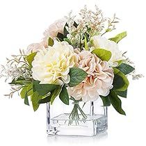 Dahlia Flower Arrangements, Fake Flower Arrangements, Silk Arrangements, Clear Glass Vase, Home Wedding Decorations, Silk Plants, Clear Glass Vases, Dahlia Flower, Types Of Flowers