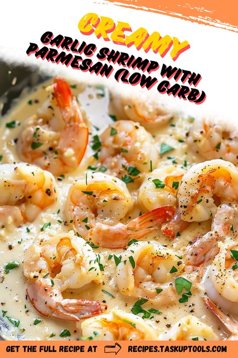 Indulge in the rich and savory flavors of Creamy Garlic Shrimp with Parmesan, a delightful low-carb dish that's perfect for any occasion. This recipe combines succulent shrimp with a luscious garlic cream sauce, enhanced by the nutty taste of parmesan cheese. Easy to prepare, it's a satisfying meal that caters to low-carb diets without compromising on taste. Whether you're hosting a dinner party or just treating yourself to a comforting meal at home, this creamy dish will impress your family and friends. Pin this recipe Shrimp With Cream Sauce, Shrimp Cream Sauce, Creamy Garlic Shrimp, Garlic Cream Sauce, Creamy Garlic Sauce, Shrimp Seasoning, Garlic Butter Sauce, Creamy Spinach, Steamed Vegetables