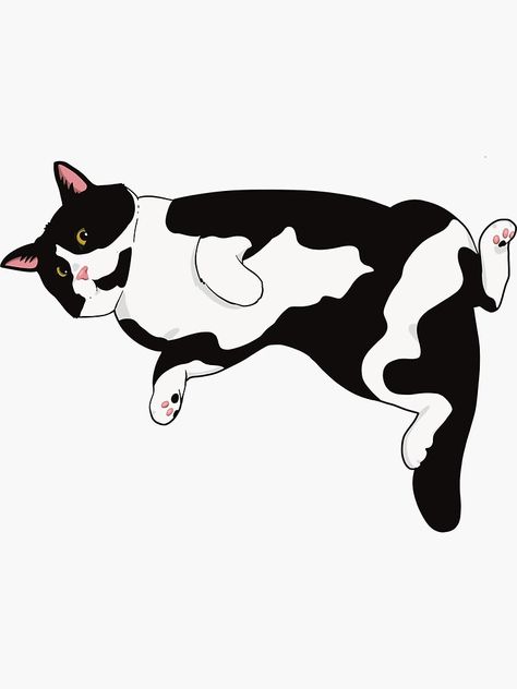 Cat Belly Up, Tuxedo Cat Drawing, Tuxedo Cat Tattoo, Tuxedo Cat Art, Bleach Painting, Disney Sleeve, Cat Phone Wallpaper, Katsu Curry, Cat Emoji