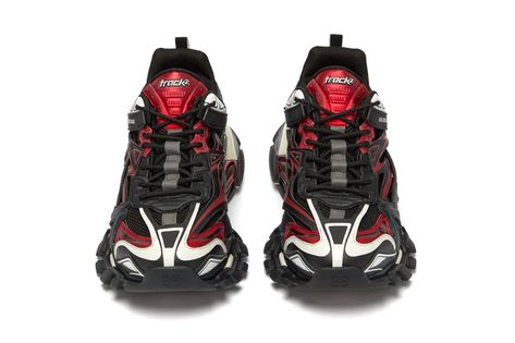 Balenciaga Track.2 Sneaker "Black/Red" Release | HYPEBEAST Balenciaga Track Trainers, Balenciaga Track 2, Red And Black Shoes, Vines Funny, Balenciaga Track, Balenciaga Black, Streetwear Shop, Balenciaga Shoes, Bold Black