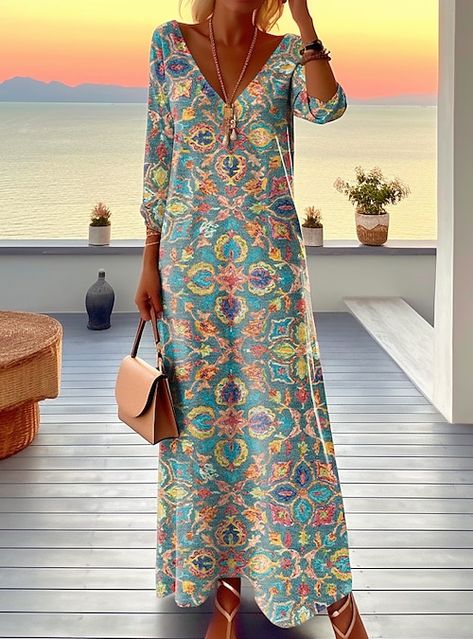 Dresses For Women Over 50, Casual Long Dresses, Ascot Dresses, V Neck Long Dress, Long Dresses Casual Maxi, Petite Maxi Dress, Spring Maxi Dress, Polka Dot Maxi Dresses, Maxi Dress Outfit