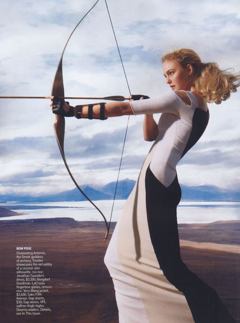 falling-caroline-pd-vogueUS-june2008 Rodney Smith, Caroline Trentini, Patrick Demarchelier, Vogue Us, An Arrow, Warrior Princess, How To Pose, Harpers Bazaar, Cutout Dress