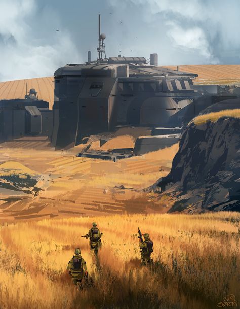 Futuristic Bunker, Modern Fortress, Sci Fi Architecture, Art Cyberpunk, Sci Fi Landscape, Yellow Fields, Sci Fi City, Sci Fi Environment, Star Wars Concept Art