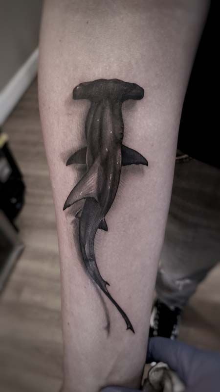 Hammerhead Tattoo, Viking Tattoos For Men, Tato Maori, Hammerhead Shark Tattoo, Kraken Tattoo, Shadow Tattoo, Tattoos Inspo, Realistic Tattoo Sleeve, Cute Hand Tattoos