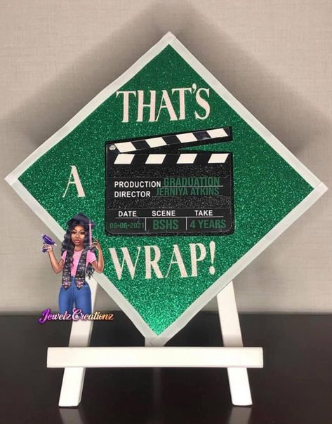 That’s A Wrap Grad Cap, Diy Graduation Decorations, Graduation Attire, Grad Cap Topper, Grad Cap Decorated, Graduation Cap Decoration Diy, Year Wallpaper, Grad Cap Designs, Diy Graduation Cap